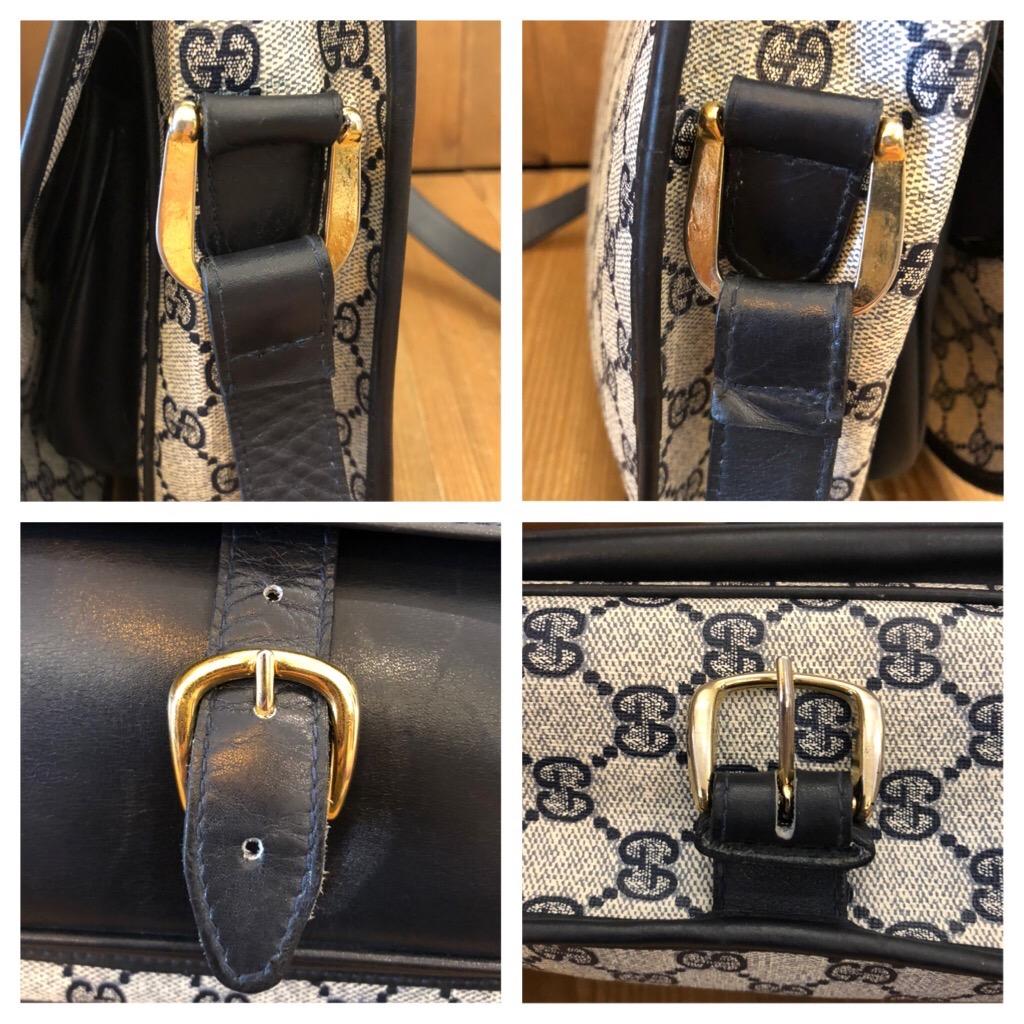 Nero 1970 Gucci Web Navy Monogram Canvas Horsebit Borsa a tracolla Messenger