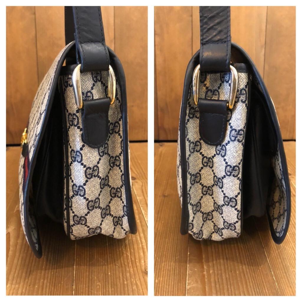 1970 Gucci Web Navy Monogram Canvas Horsebit Borsa a tracolla Messenger In condizioni buone a Bangkok, TH
