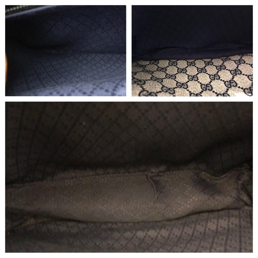 da uomo o donna 1970 Gucci Web Navy Monogram Canvas Horsebit Borsa a tracolla Messenger