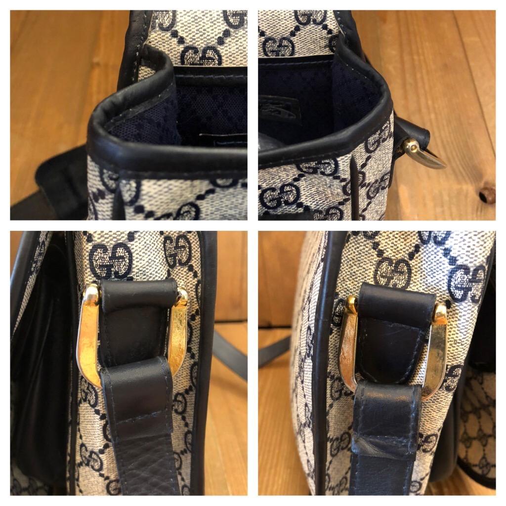 1970 Gucci Web Navy Monogram Canvas Horsebit Borsa a tracolla Messenger 1