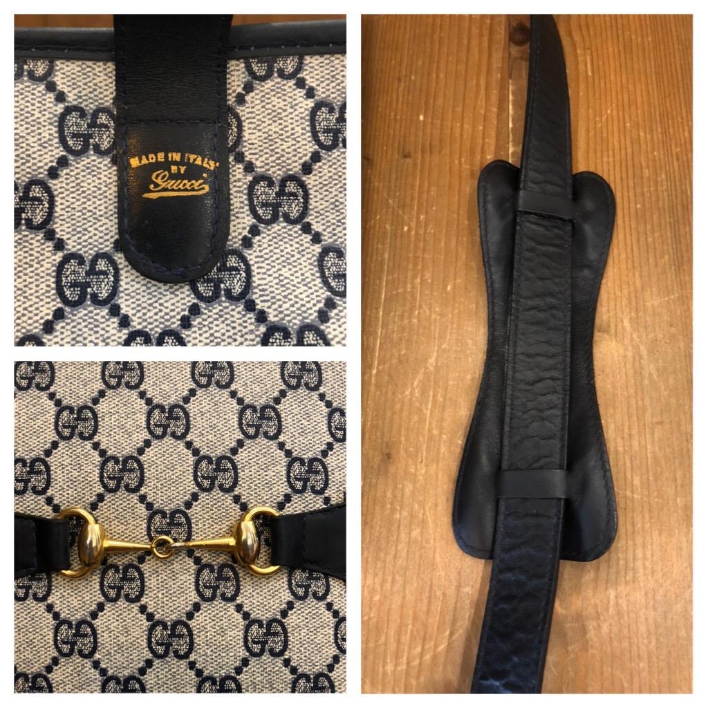 1970 Gucci Web Navy Monogram Canvas Horsebit Borsa a tracolla Messenger 2