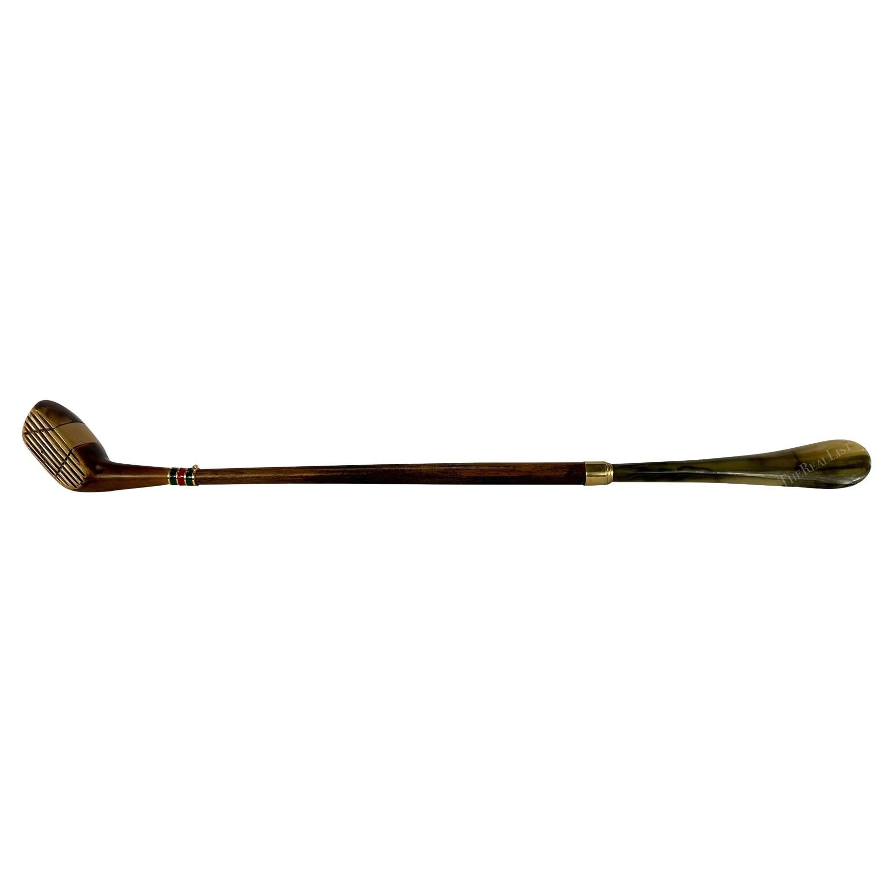 1970s Gucci Wood Golf Club Long Shoe Horn  For Sale