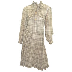 1970's Gucci Wool Challis Dress with Neck Tie