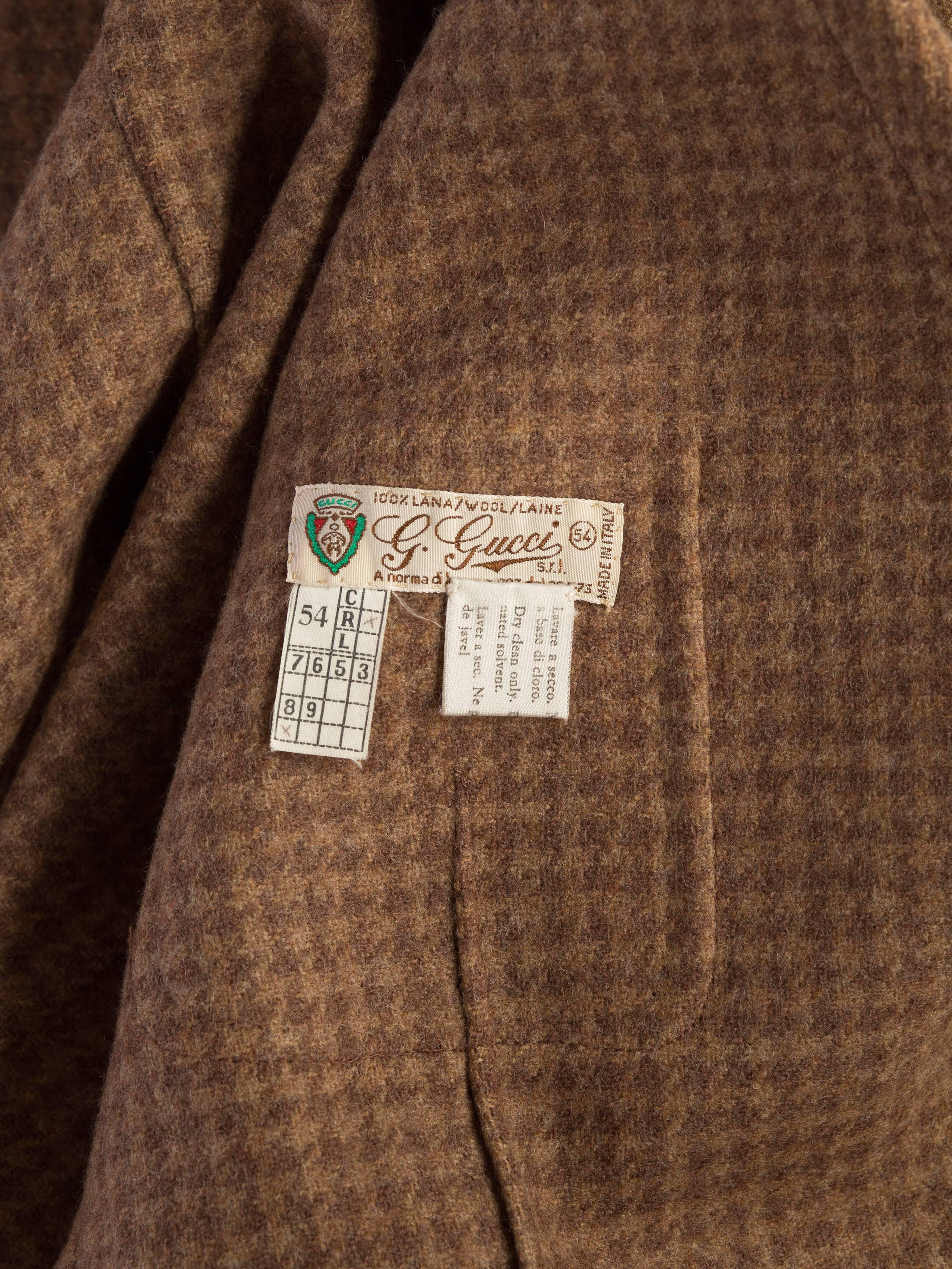 1970S GUCCI Wool Plaid Men's Tweed Blazer With Embossed Logo Leather Buttons 7