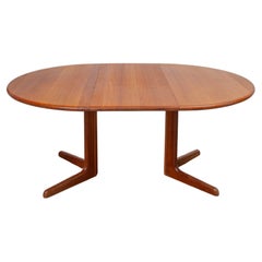 1970s Gudme Round with two extensions Extendable in Oval Dining Table Solid Teak