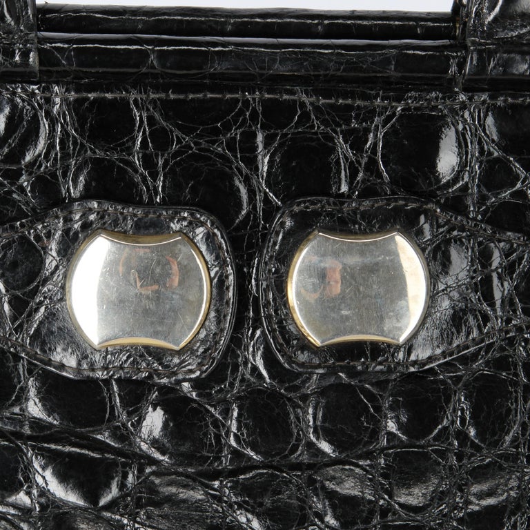 1970er Guido Borelli Tasche aus schwarzem Krokodilleder bei 1stDibs