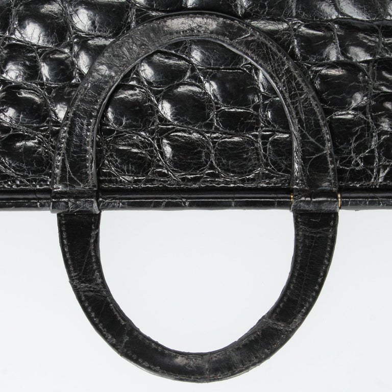 1970s Guido Borelli Black Crocodile Skin Bag at 1stDibs | borelli 