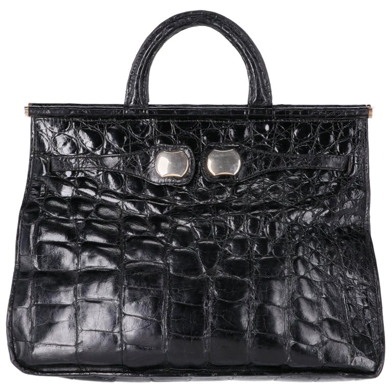 1970s Guido Borelli Black Crocodile Skin Bag at 1stDibs | borelli bags