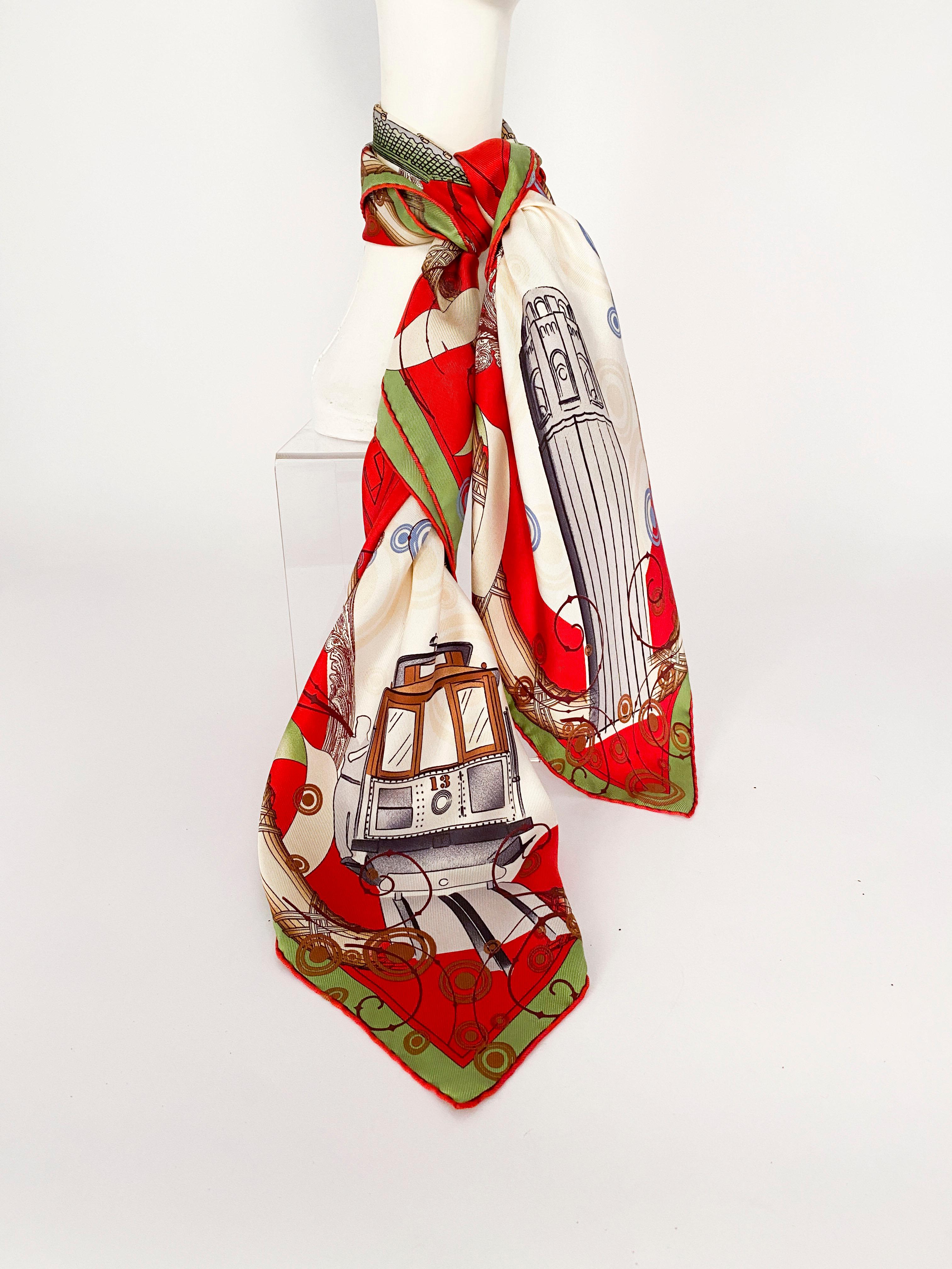 1970s Gump's San Francisco Souvenir Printed Scarf 5