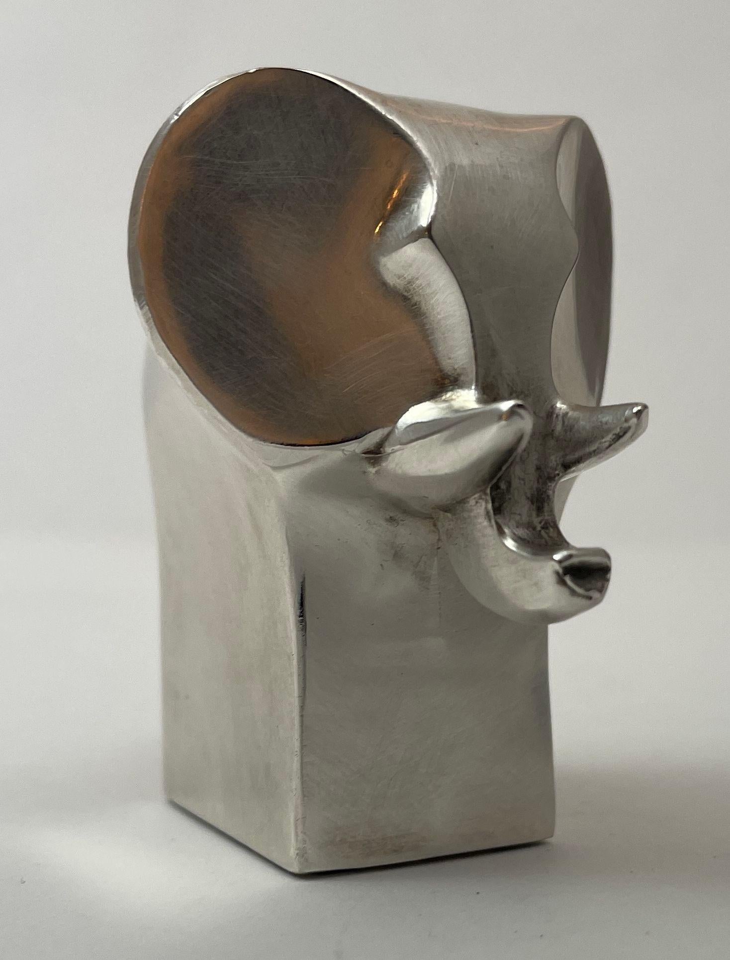 1970s Gunnar Cyrén for Dansk Silver Plate Elephant Figurine Paperweight For Sale 5
