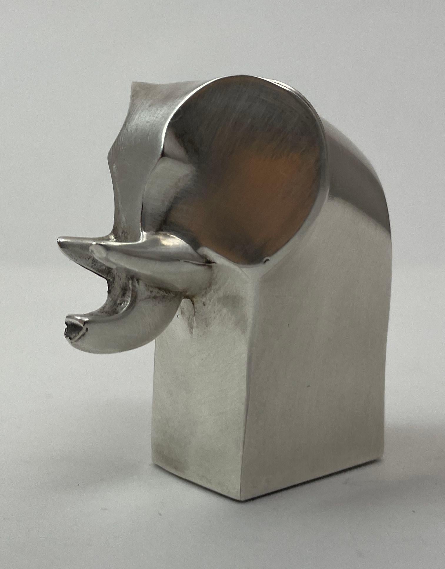 1970s Gunnar Cyrén for Dansk Silver Plate Elephant Figurine Paperweight For Sale 6