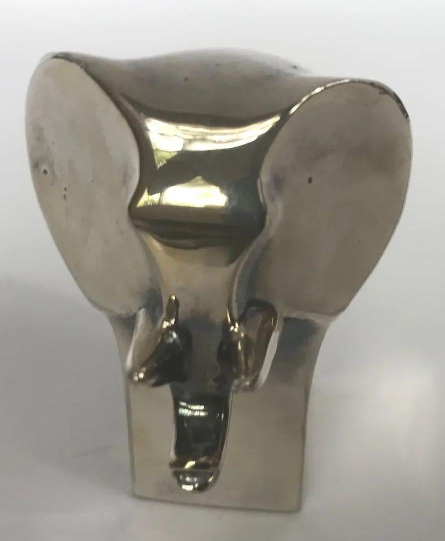 1970s Gunnar Cyrén for Dansk Silver Plate Elephant Figurine Paperweight In Good Condition For Sale In North Hollywood, CA