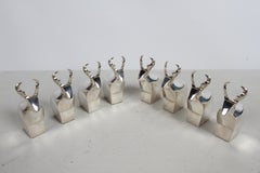 1970s Gunnar Cyren for Dansk Zoo Series Silver Plate X-MAS Reindeer Placeholders