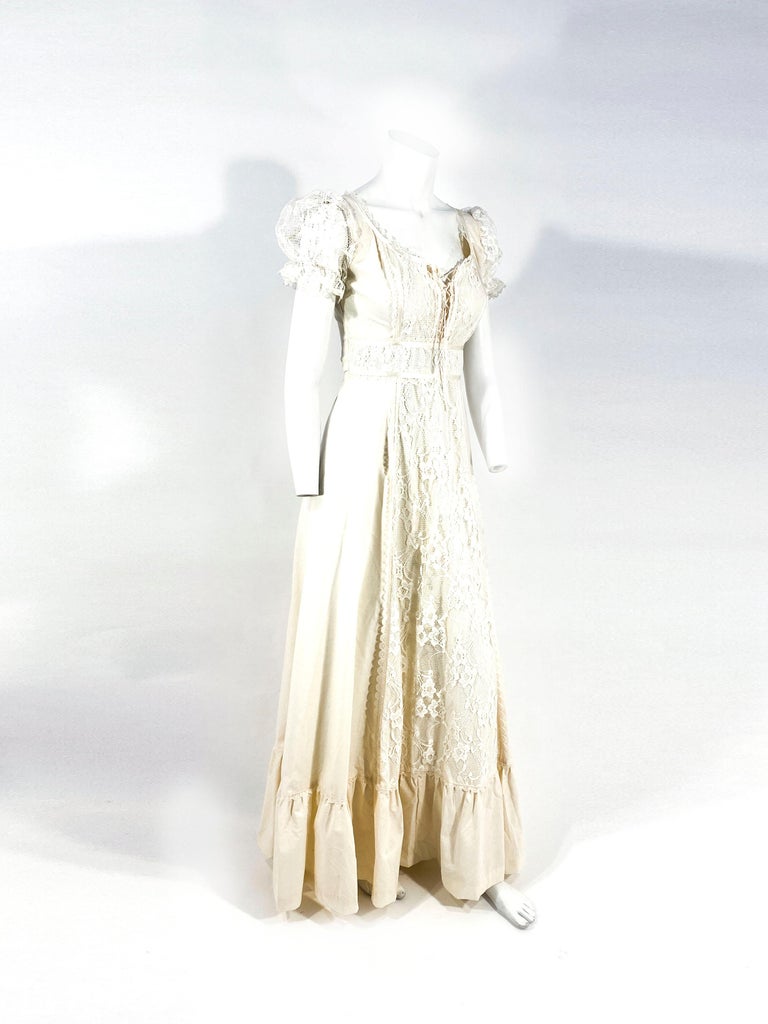 1970s Gunne Sax Cotton and Lace Cottage Dress at 1stDibs ...