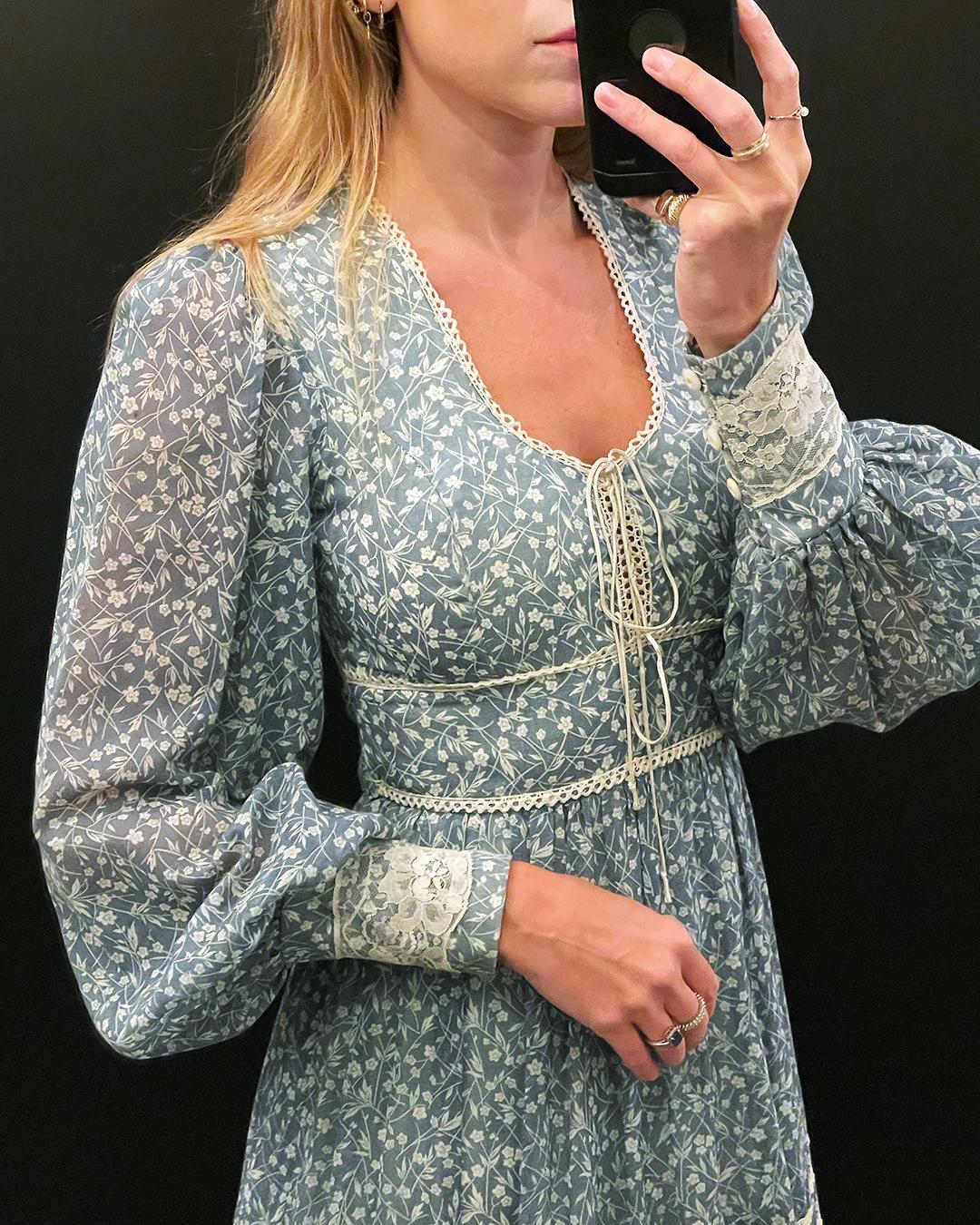 1970s Gunne Sax Long Sleeve Maxidress For Sale 4