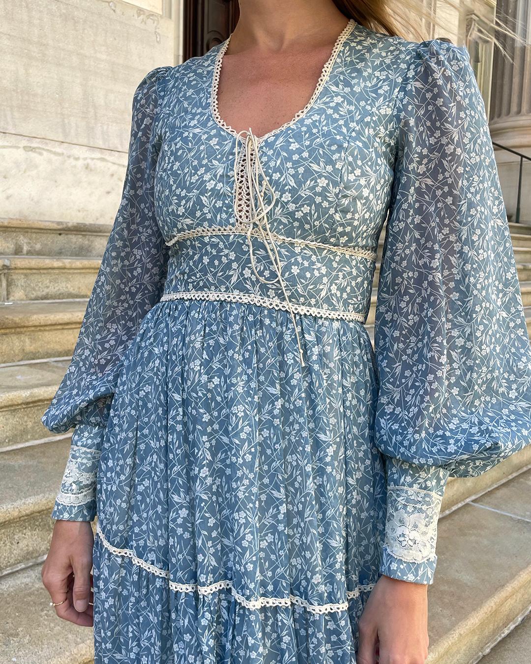 1970s Gunne Sax Long Sleeve Maxidress In Good Condition For Sale In New York, NY