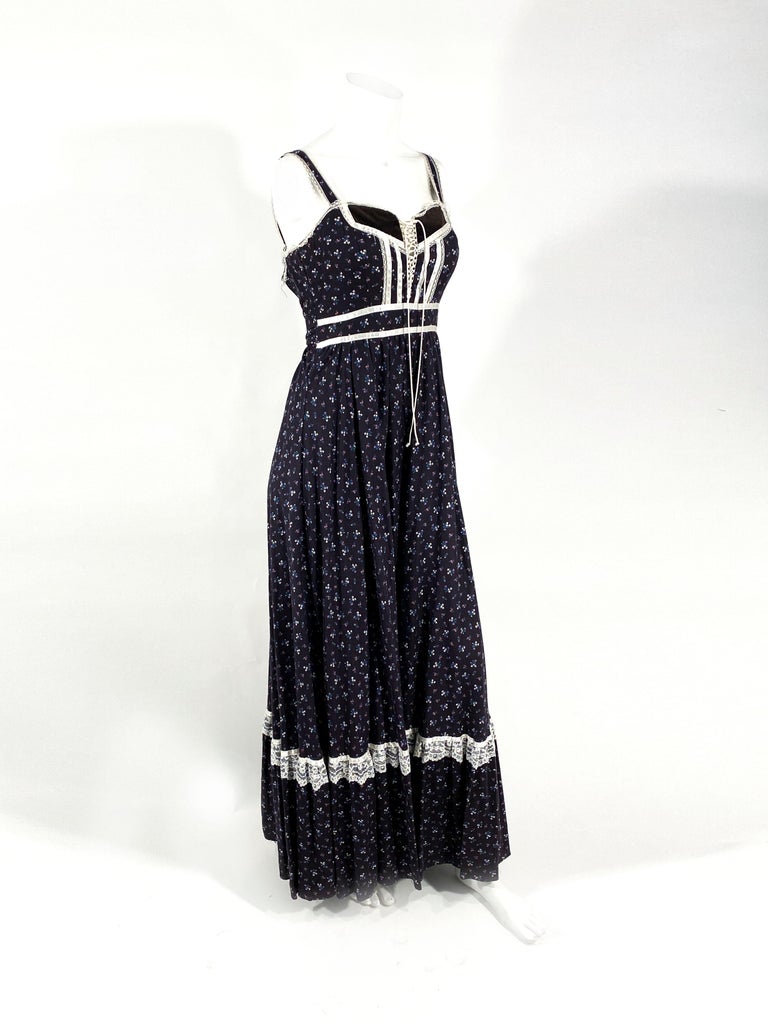 1970s Gunne Sax Navy Calico Cottage Dress at 1stDibs | gunny sack dress ...