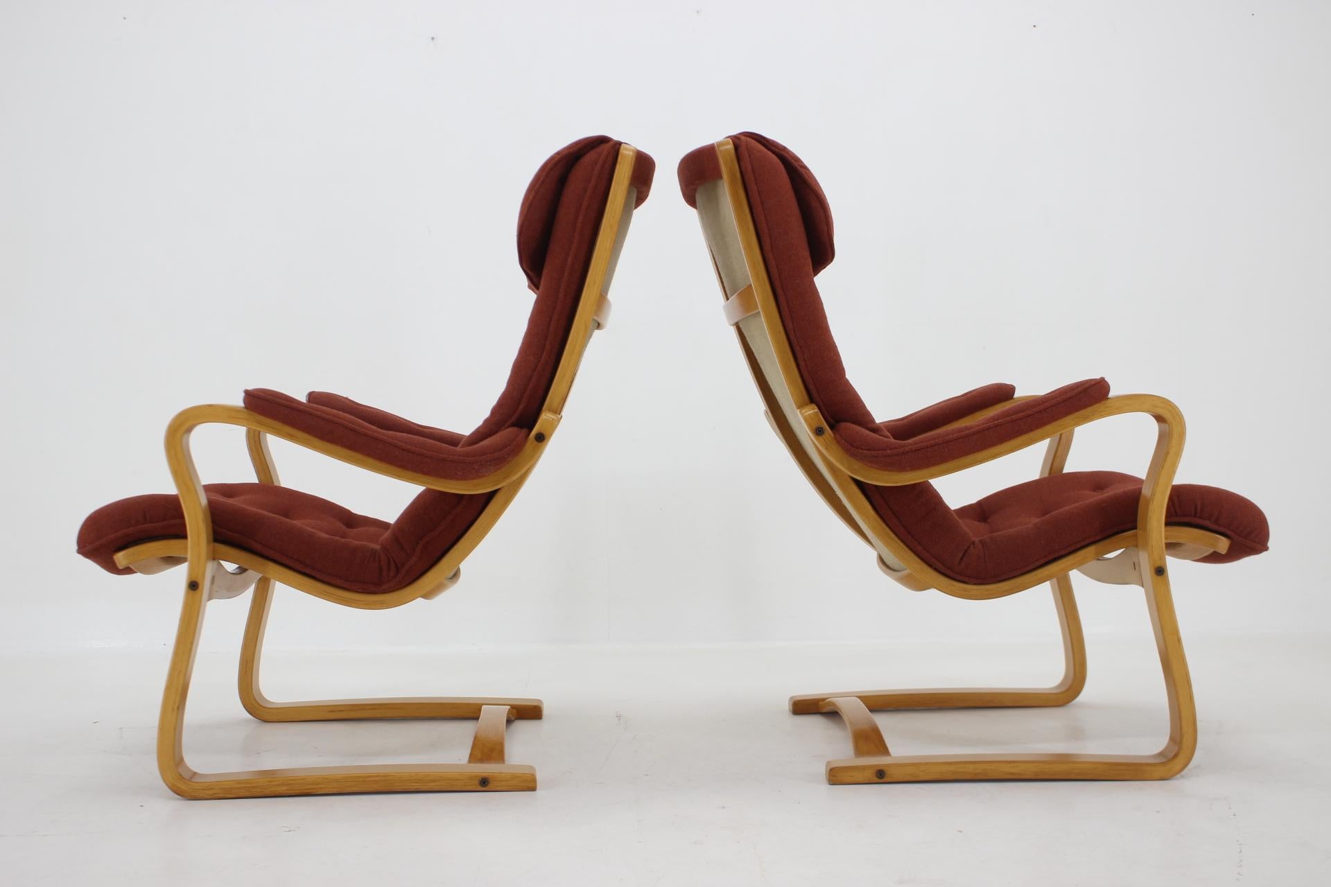 Mid-Century Modern 1970s Gustav Axel Berg Pair of 'Peter' Easy Chairs by Bröderna Andersson, Sweden  For Sale