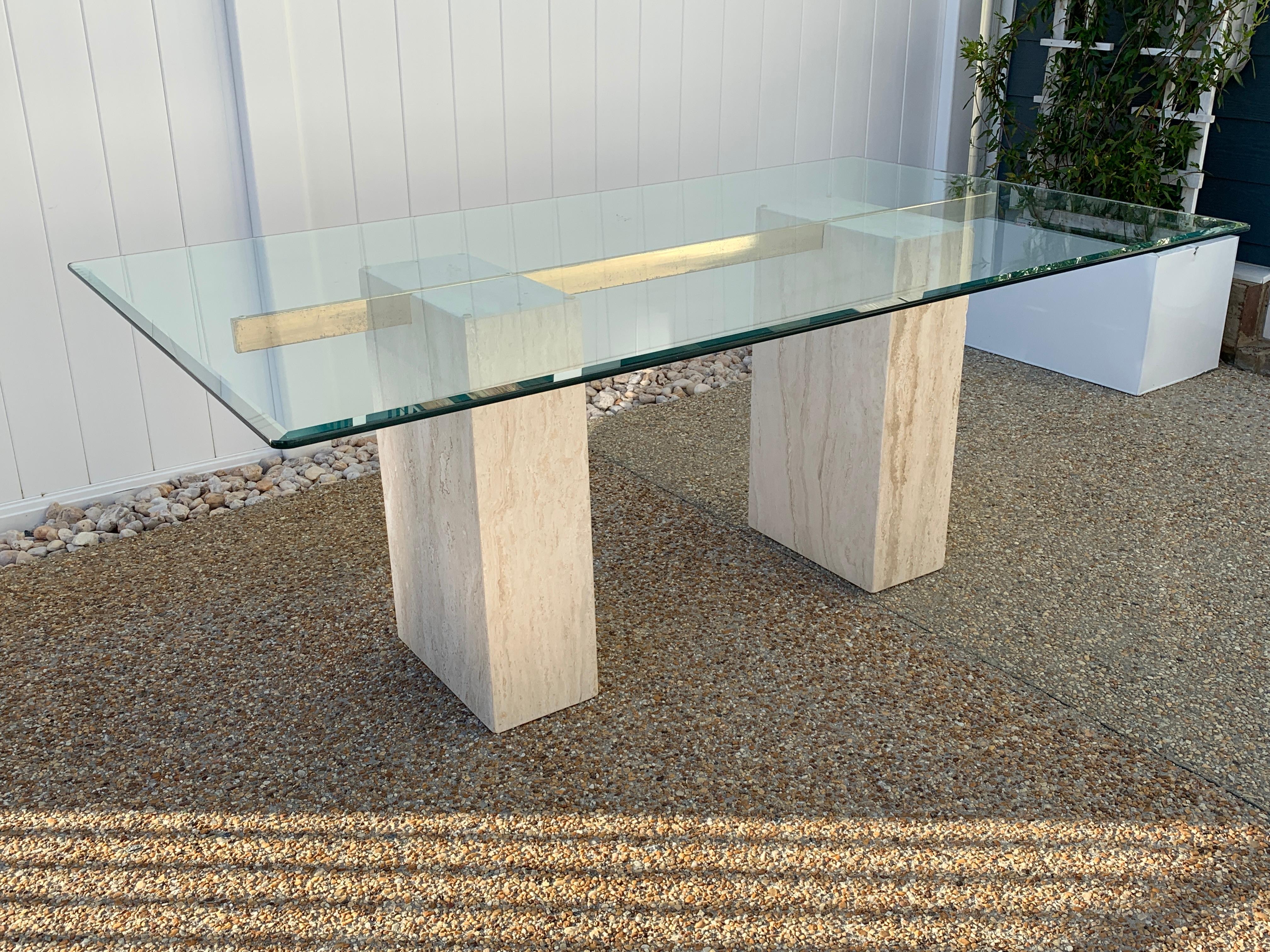 travertine glass dining table