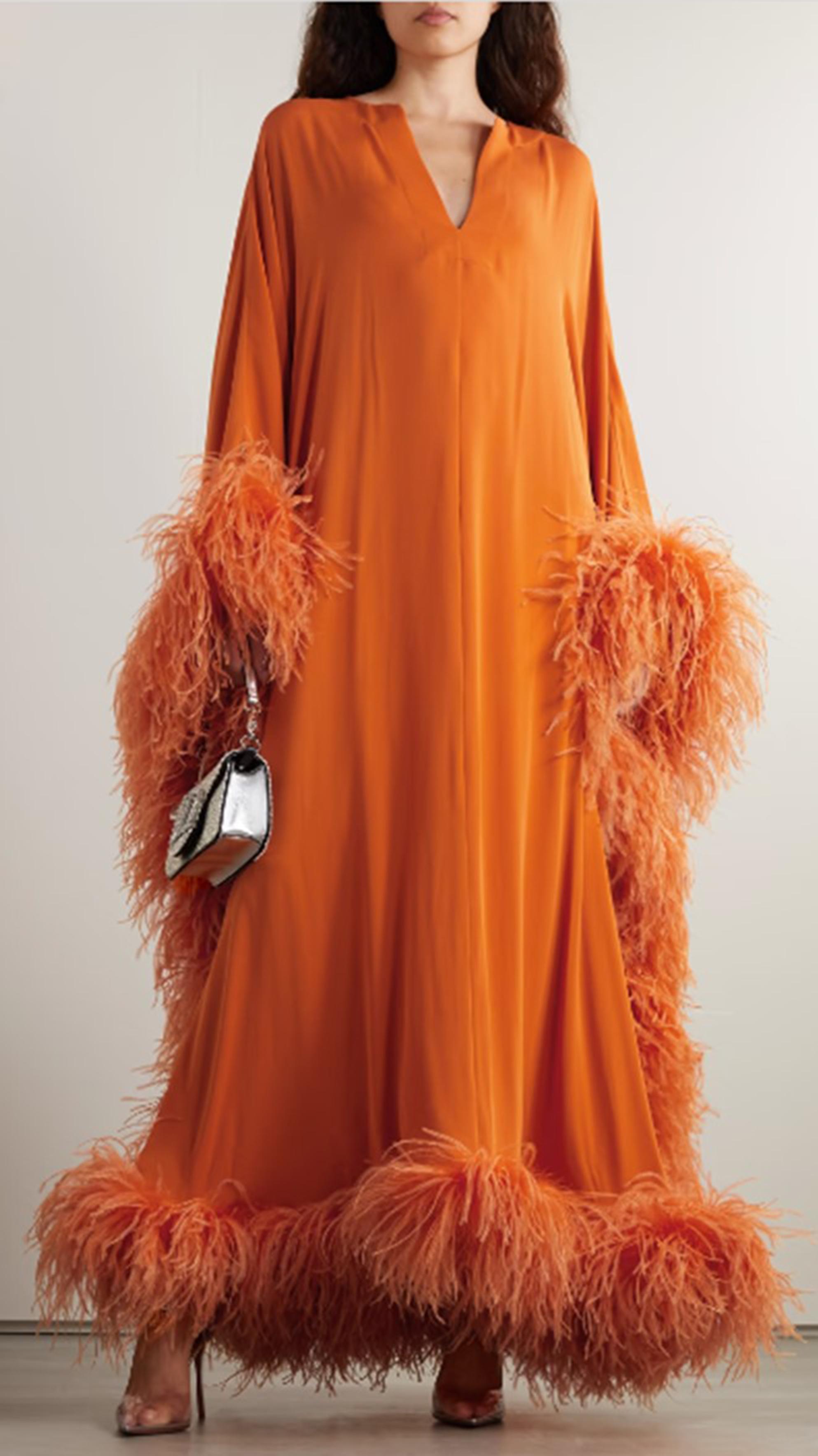 1970s Guy Laroche Couture Coral Red Feather Dress For Sale 2
