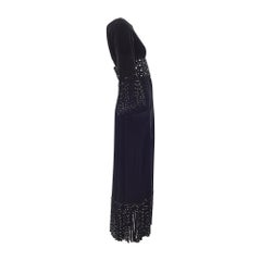 1970s Guy Laroche Haute Couture Black Velvet Dress with Tassels