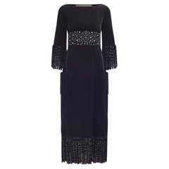 1970s Guy Laroche Haute Couture Black Velvet Dress with Tassels