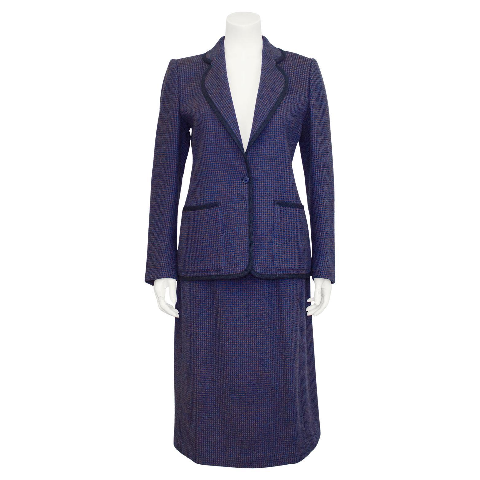 1970s Guy Laroche Purple Tweed Skirt Suit For Sale