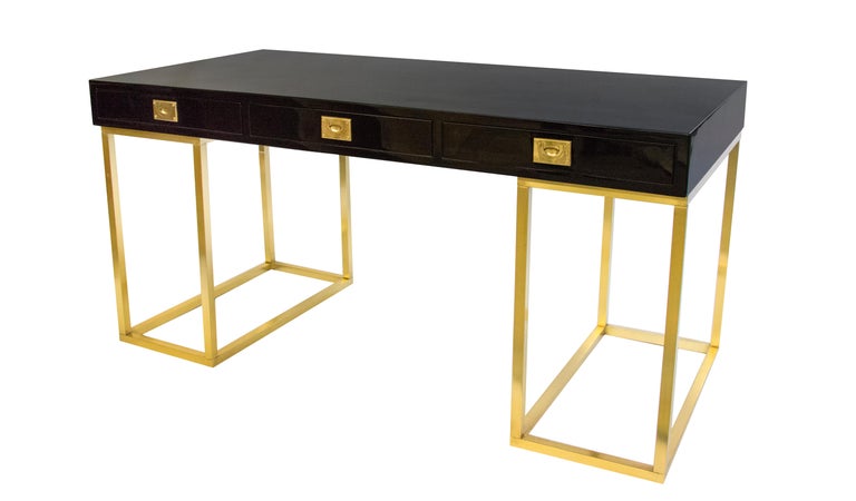 French 20th Century Rare Guy Lefevre Lacquer Desk for Maison Jansen