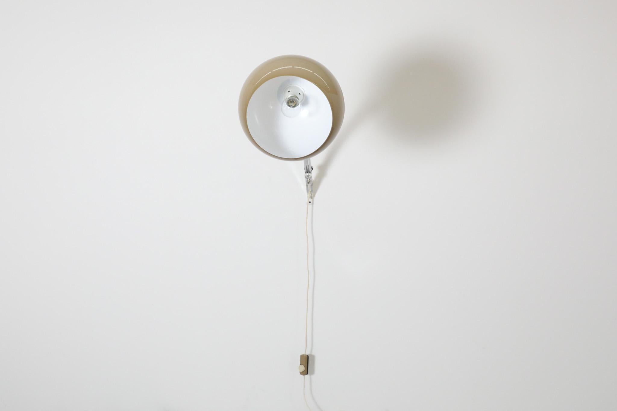 1970s Guzzini Chrome Wall Mounted Arc Lamp with Plexi Globe Shade and Dimmer For Sale 4