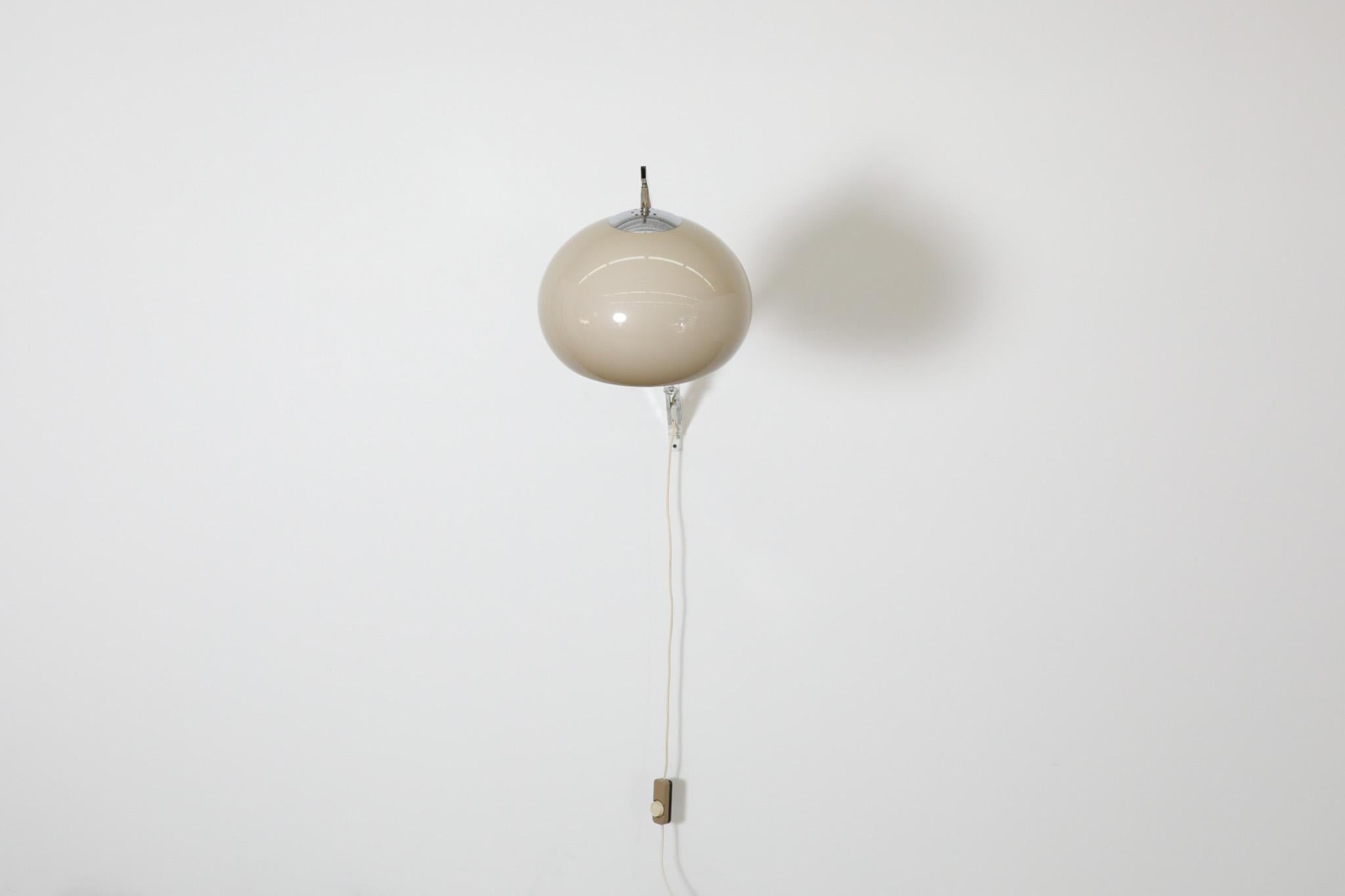 1970s Guzzini Chrome Wall Mounted Arc Lamp with Plexi Globe Shade and Dimmer For Sale 5
