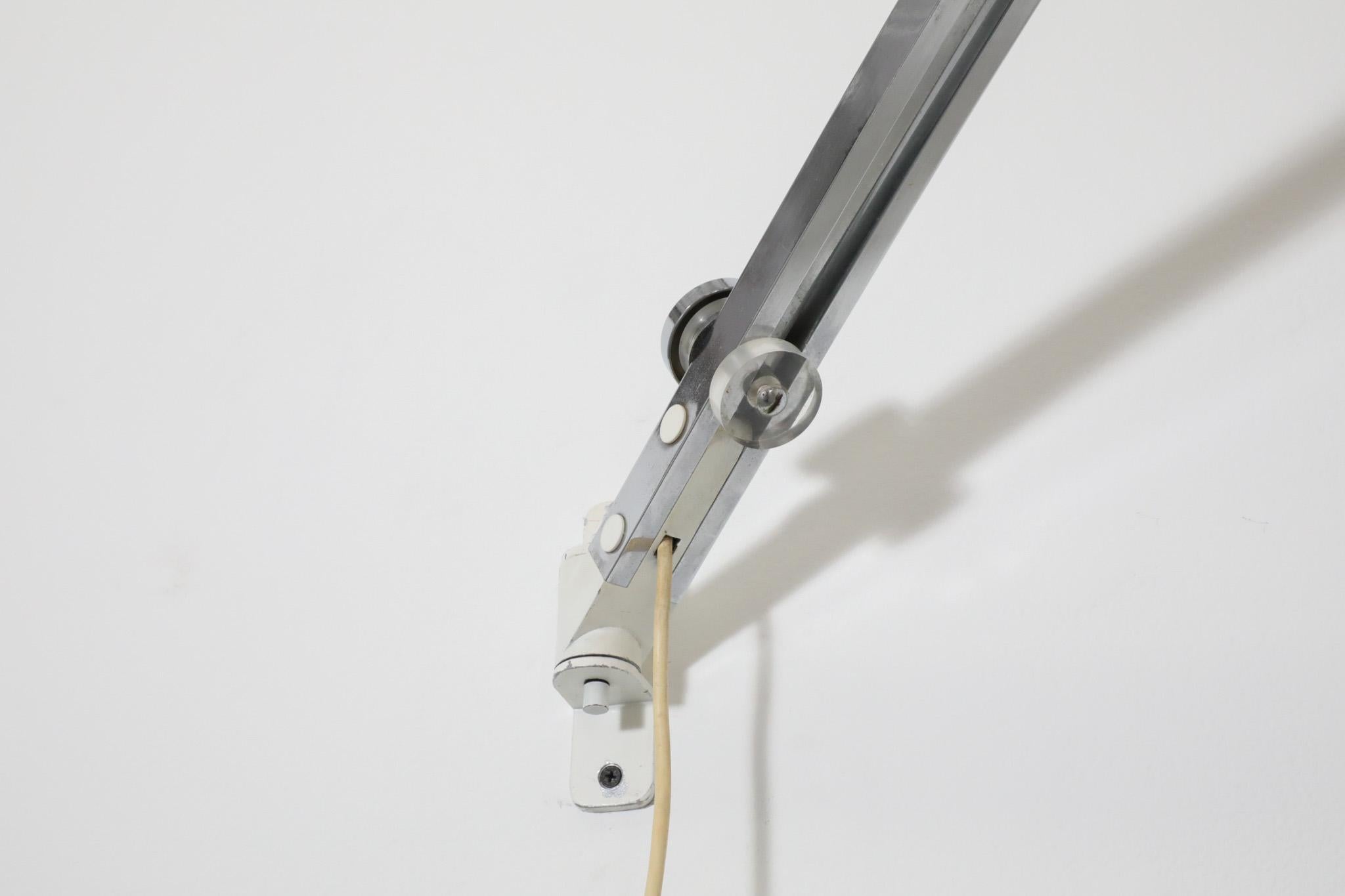 1970s Guzzini Chrome Wall Mounted Arc Lamp with Plexi Globe Shade and Dimmer For Sale 10