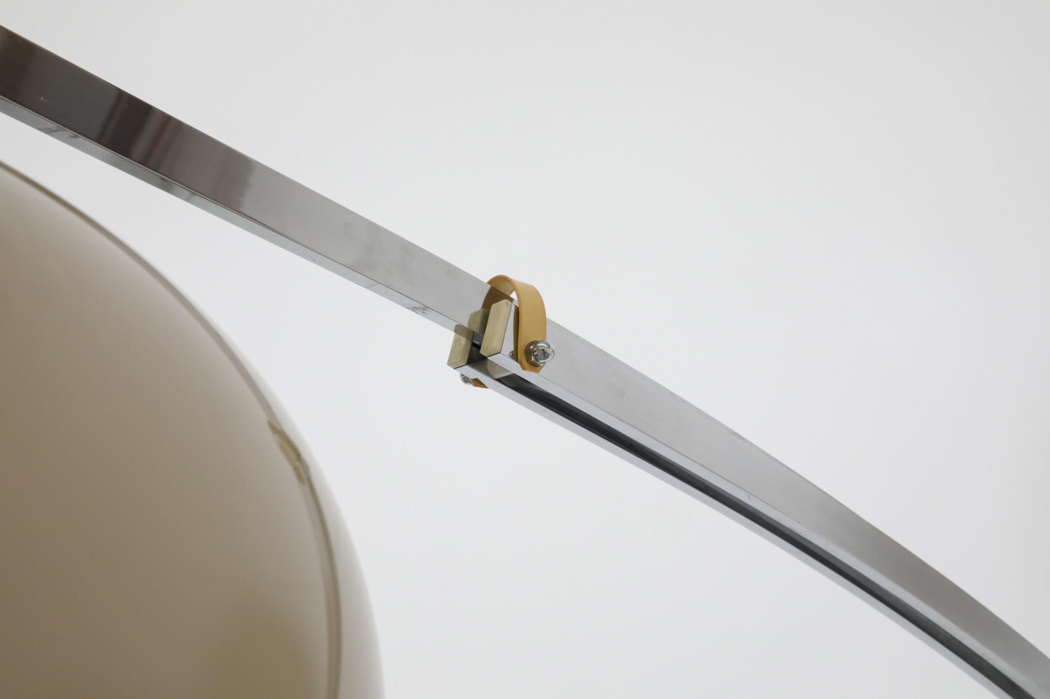 1970s Guzzini Chrome Wall Mounted Arc Lamp with Plexi Globe Shade and Dimmer For Sale 11