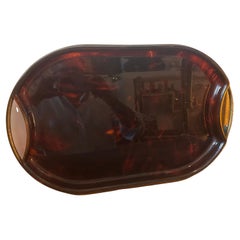 1970s Guzzini Mid-Century Modern Fake Tortoise Lucite and Brass Italian Tray