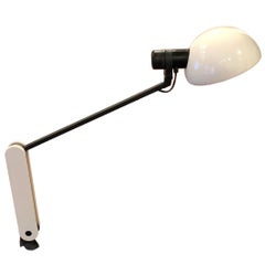 1970s Guzzini White and Black Desk Lamp with Movable Base, Mid-Century Modern