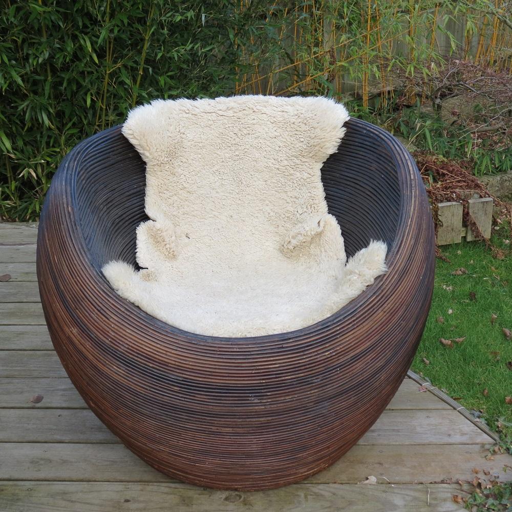 1970s Habitat Garden Rattan Spherical Chair 4