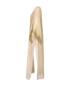 1970's Halston (Attributed) Olive Green and Peach Tie-Dye Caftan