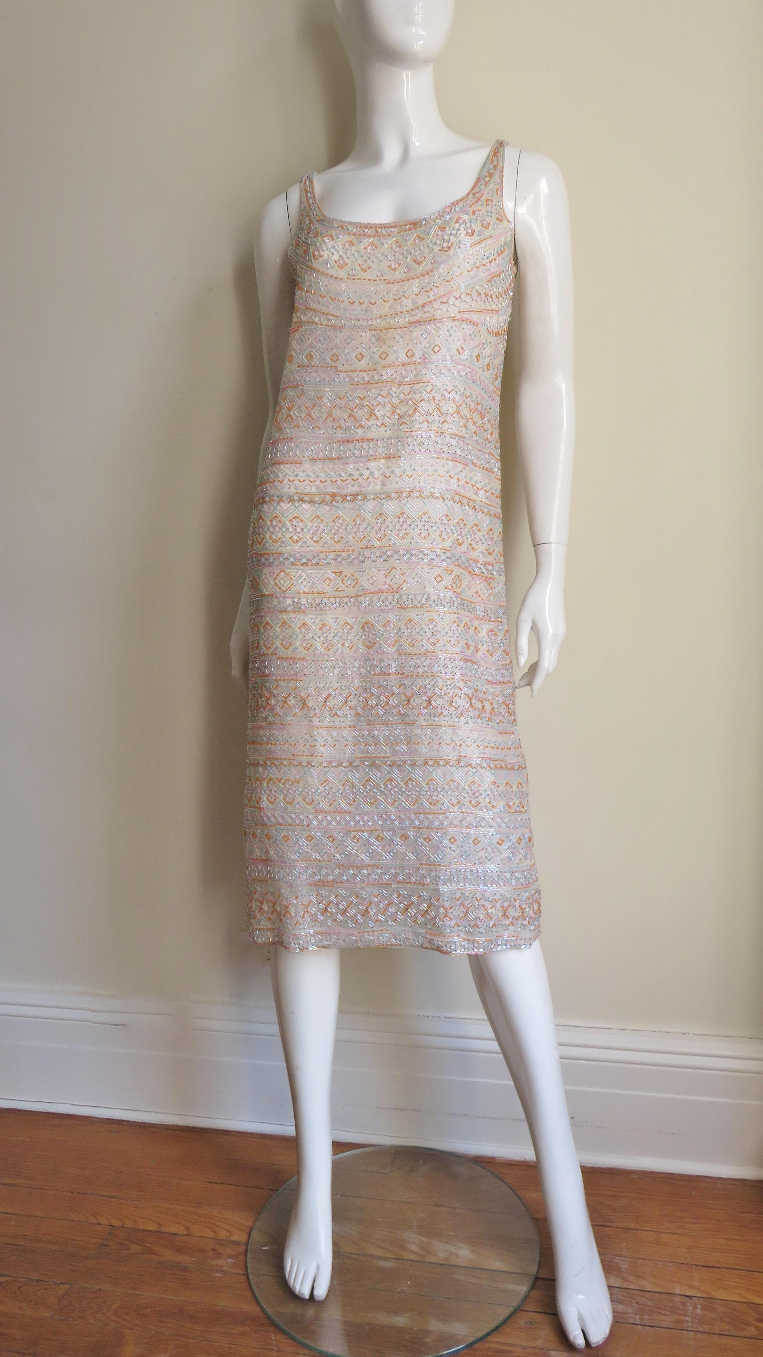 Halston 1970s Documented Beaded Dress  For Sale 2