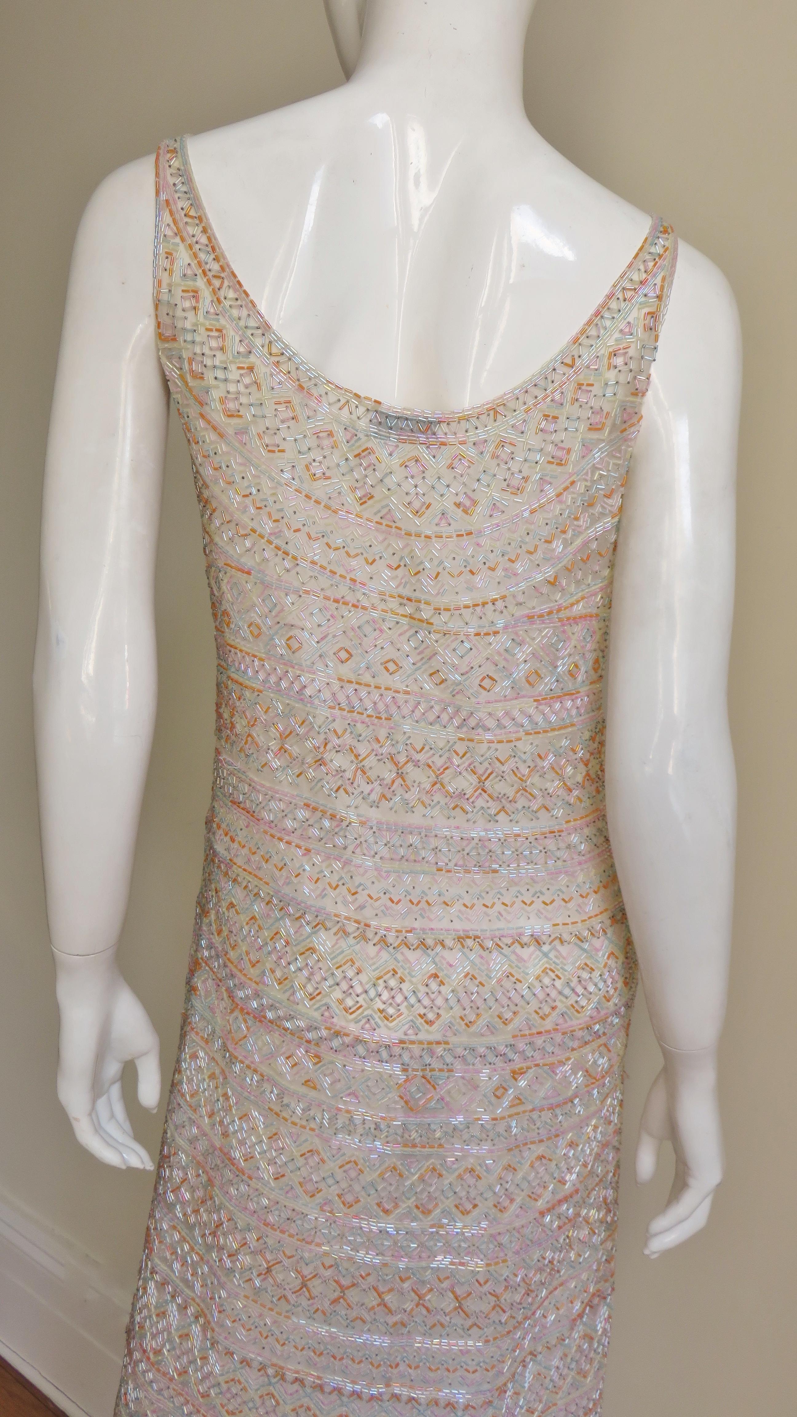  Halston 1970s Documented Beaded Dress  For Sale 4