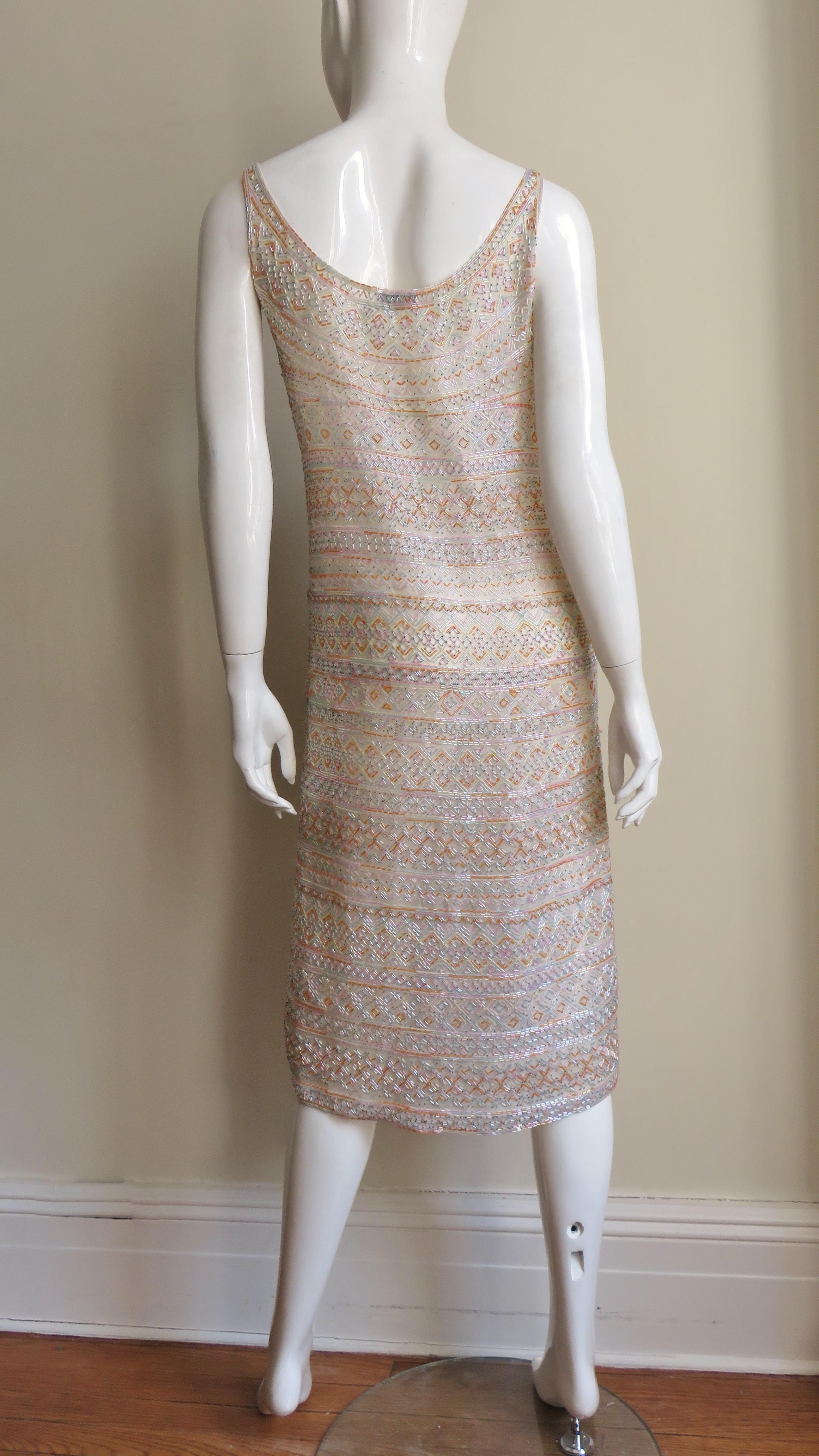  Halston 1970s Documented Beaded Dress  For Sale 8