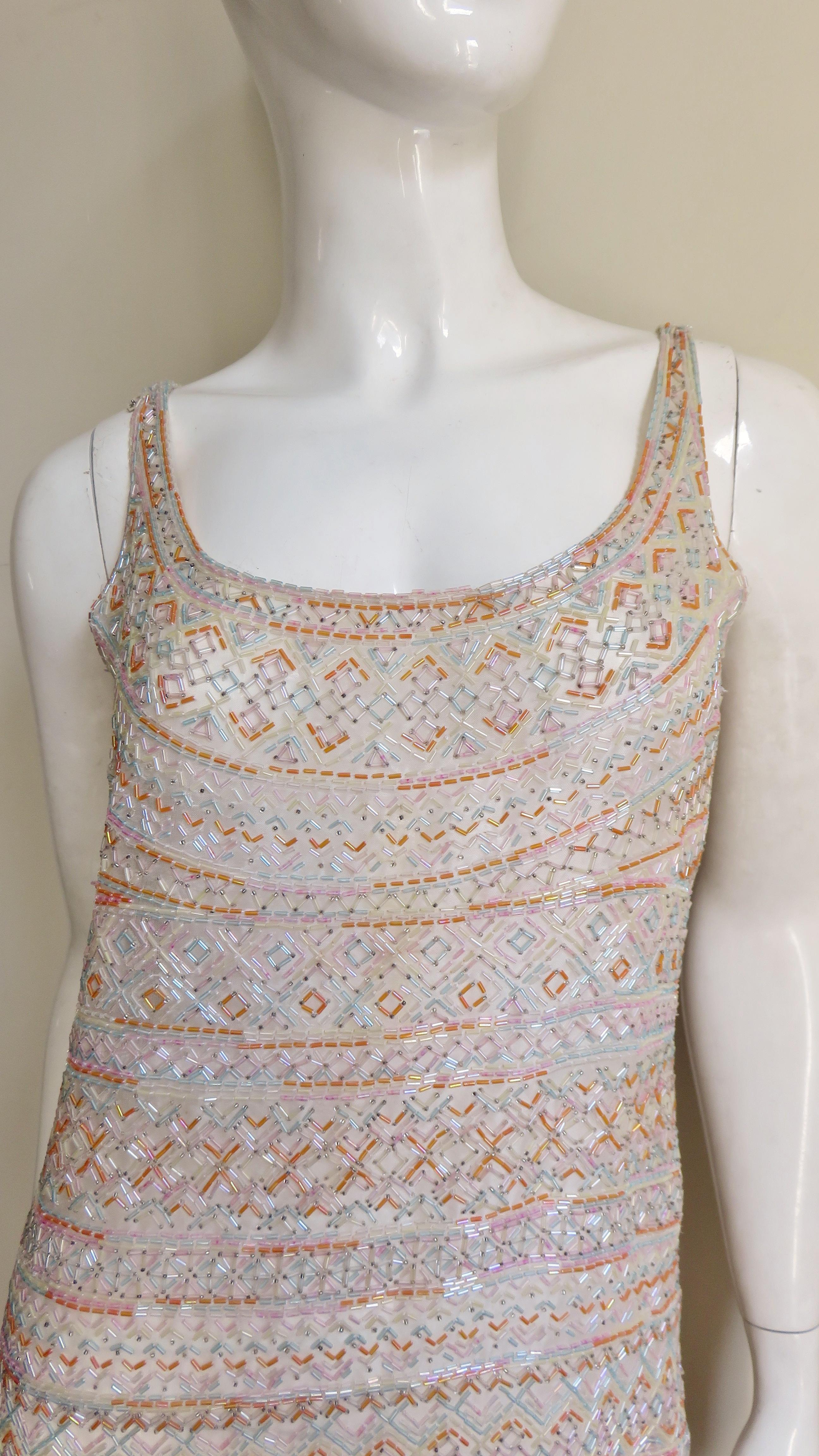  Halston 1970s Documented Beaded Dress  In Good Condition For Sale In Water Mill, NY