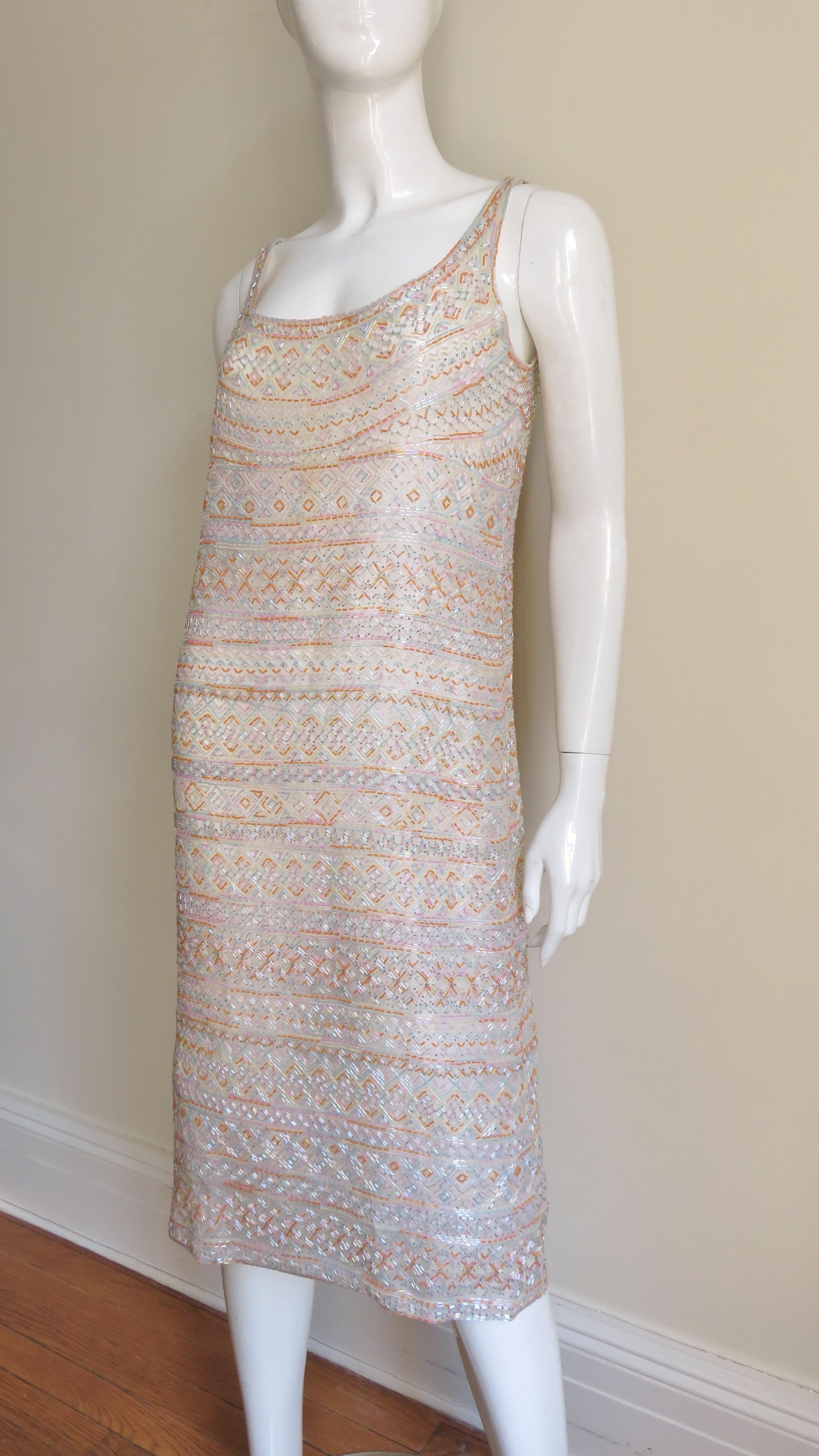  Halston 1970s Documented Beaded Dress  For Sale 1