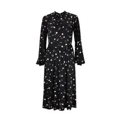 Retro 1970s Halston Black and White Heart Print Button-Down Shirt and Skirt