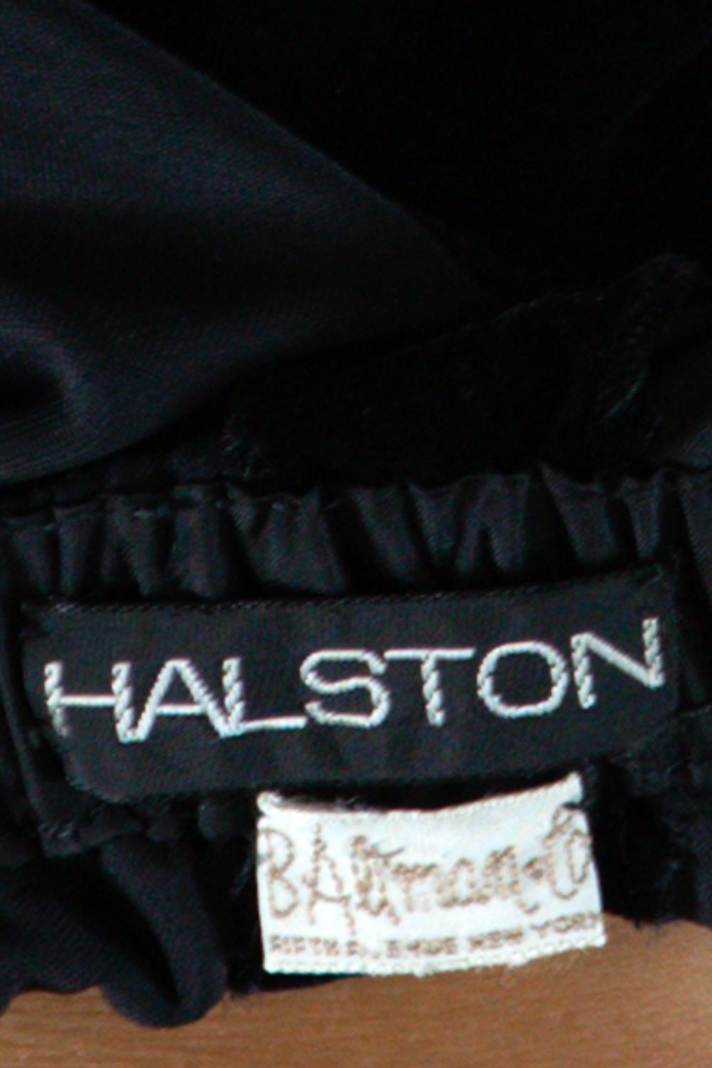 1970S Halston Black Bias Cut Silk Velvet Low Gown Nwt For Sale 5
