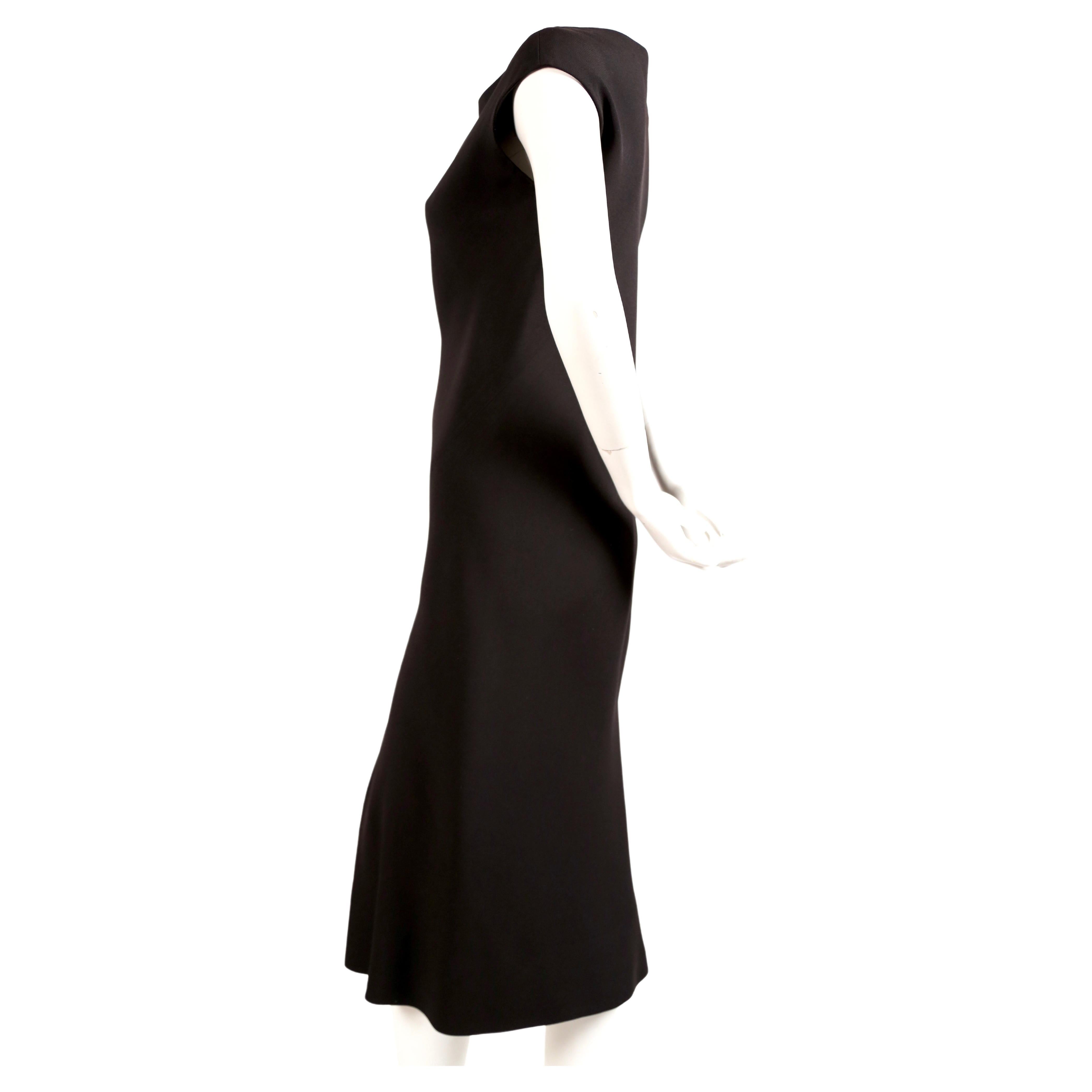 1970's HALSTON black bias silk cut dress with high slit In Good Condition For Sale In San Fransisco, CA