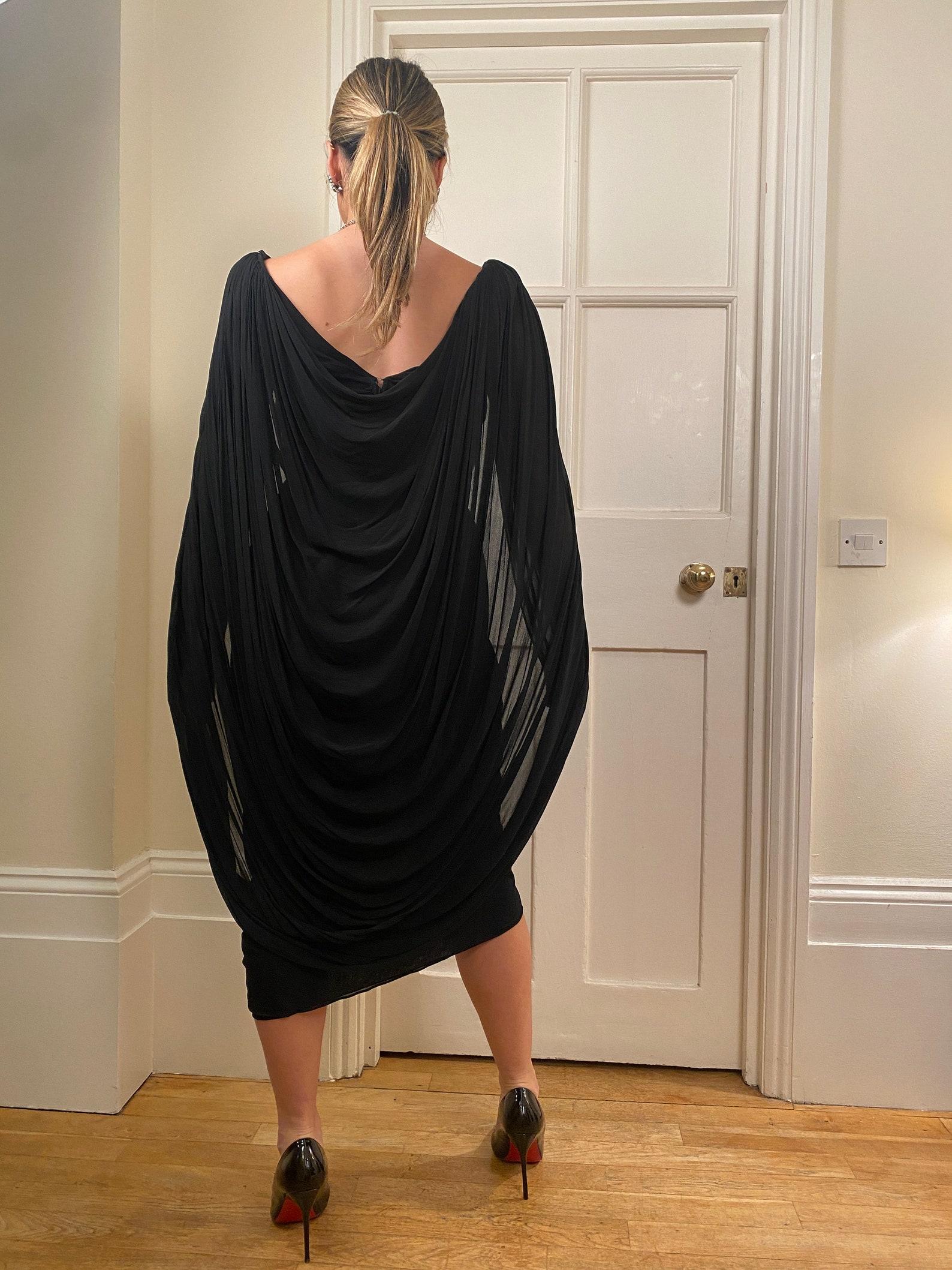 Halston Schwarzes Label Couture Jersey-Kleid, 1970er Jahre im Angebot 6