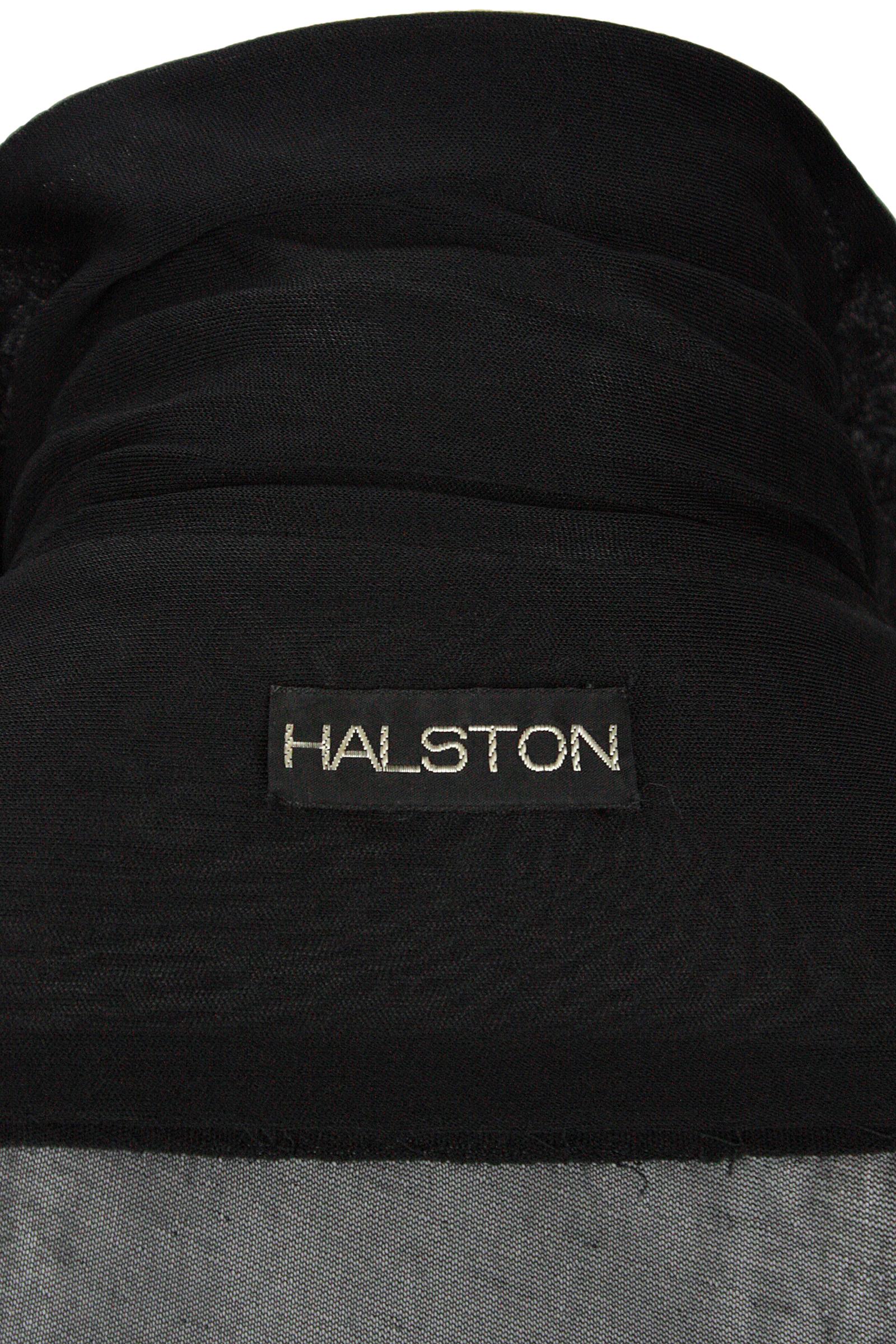 1970s Halston Black Sheer Jersey Button Down Shirt In Good Condition In Los Angeles, CA