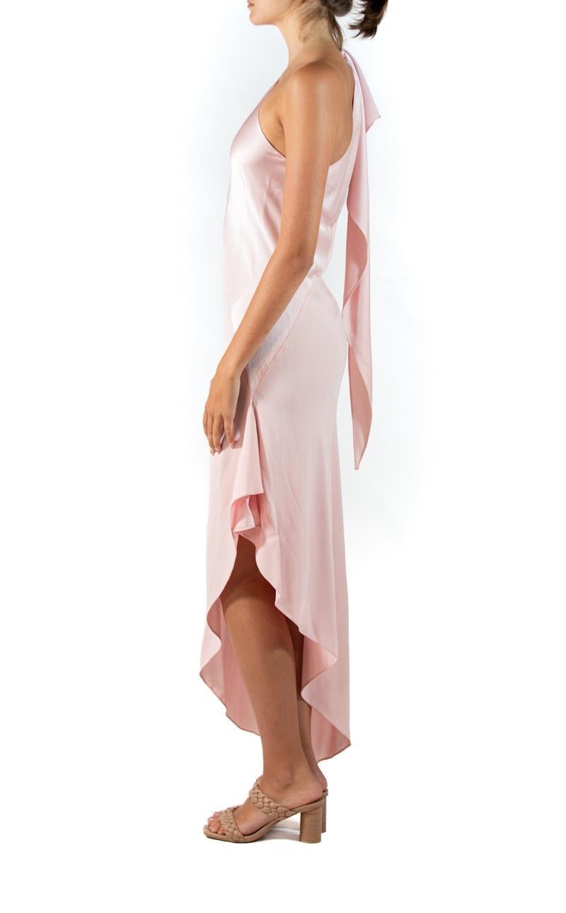 1970S Halston Blush Pink Bias Cut Silk Crepe Back Satin Iconic One Shoulder Gown In Excellent Condition For Sale In New York, NY