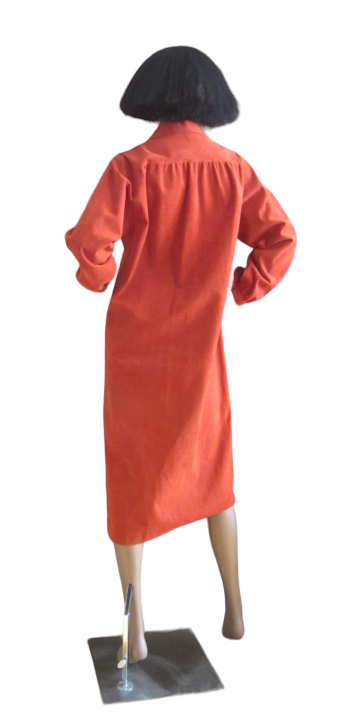 Halston Burnt Orange Ultrasuede Dress, Circa 1970s In Excellent Condition For Sale In Brooklyn, NY