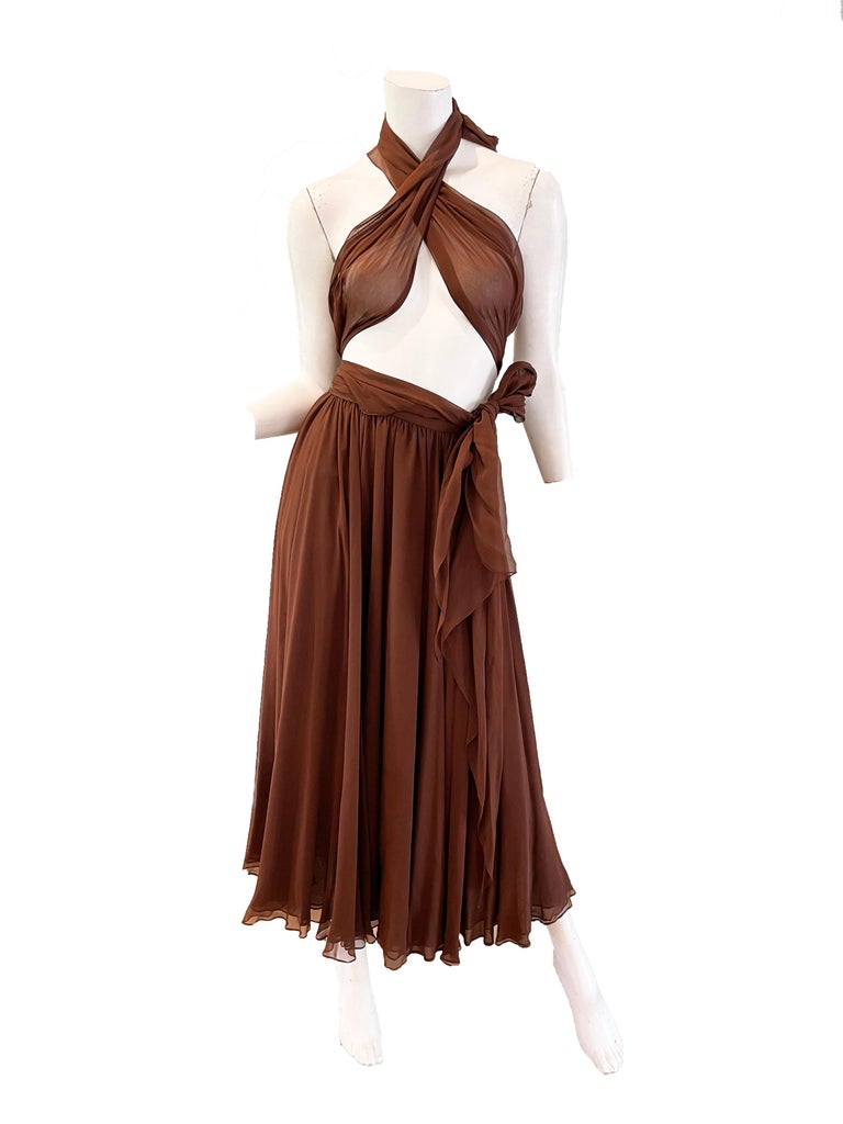 1970s Halston Chiffon Skirt and Top Sheer