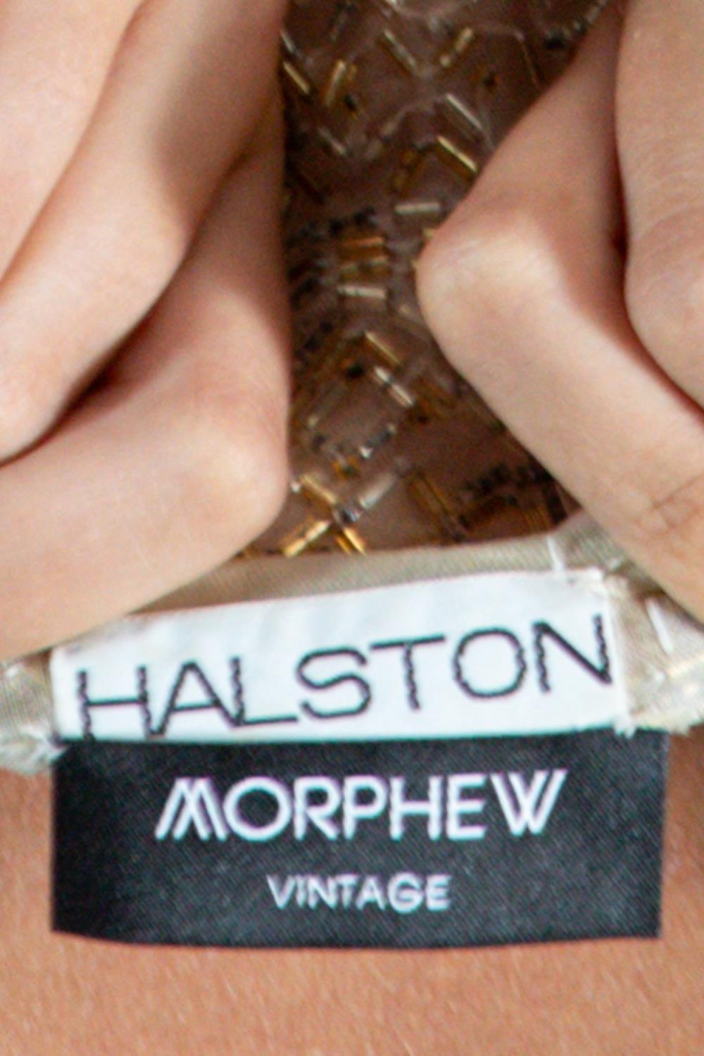 1970S Halston Creme Perlen Seide Cocktailkleid im Angebot 5
